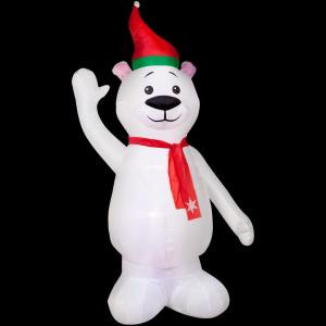 49.21 in. W x 27.95 in. D x 83.86 in. H Inflatable Polar Bear with Scarf