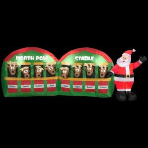 11 ft. Inflatable Santa Stable with 8 Reindeer