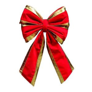 24 in. x 33 in. Commercial Red Velvet Bow with Gold Trim
