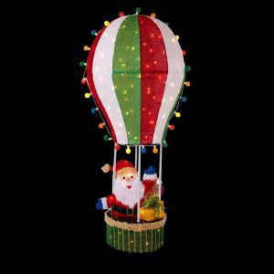 6 ft. Lighted Tinsel Santa in Hot Air Balloon