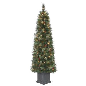 6 ft. Pre-Lit Alexander Pine Artificial Christmas Tree with Clear Lights and Pinecones