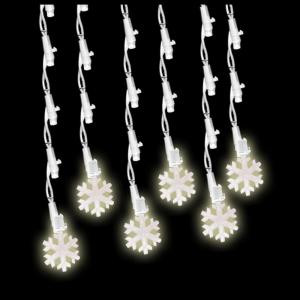 60-Light LED Pure White Icicle Snowflake Light Set