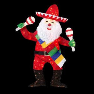 48 in. Lighted Tinsel Santa with Maracas