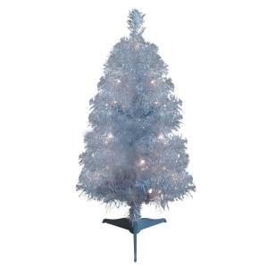 24 in. Pre-Lit Silver Tabletop Artificial Christmas Tree