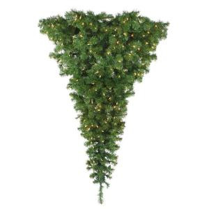 4.5 ft. Artificial Upside-Down Ceiling Christmas Tree with Clear Lights