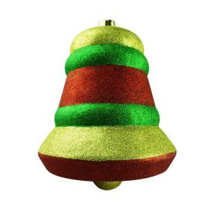 15.3 in. Glittered Multi-Color Large Bell Shatterproof Ornament