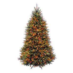 7.5 ft. Pre-Lit LED Dunhill Fir Hinged Artificial Christmas Tree with Multi-Color Lights