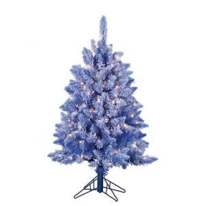 4 ft. Pre-Lit Lightly Flocked Baby Blue Keystone Pine Artificial Christmas Tree