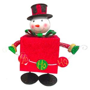 11 in. Metal Bouncing Snowman with Red Present Body