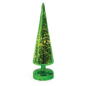 10 in. Mercury Glass LED Color Changing Glass Tree in Green