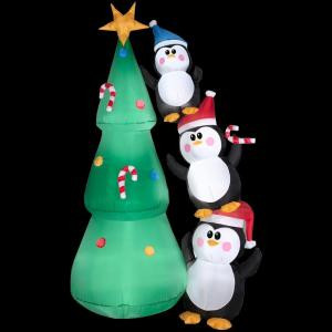 6.5 ft. Inflatable Penguin Stack with Tree Scene