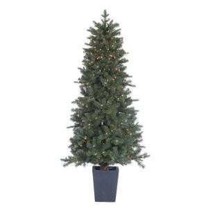 4.5 ft. Pre-Lit Potted Natural Cut Lenox Artificial Christmas Pine