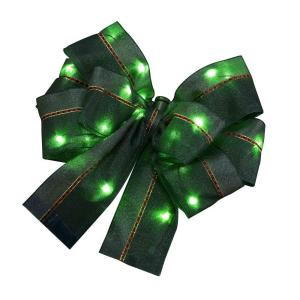 4.5 in. Green LEDLit Gift Bows (3-Pack)