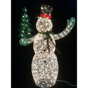 60 in. 300-Light Grapevine Snowman with Tree