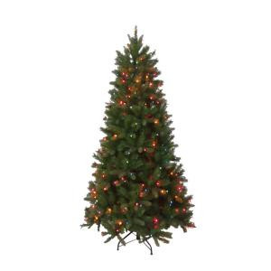 6.5 ft. Feel-Real Bavarian Pine Hinged Artificial Christmas Tree with 400 Multi-Color Lights