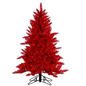 4.5 ft. Pre-Lit Red Ashley Artificial Christmas Tree with Red Lights