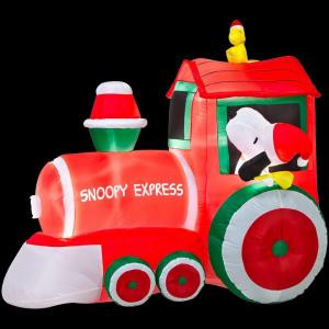 Peanuts 5 ft. Airblown Train with Snoopy and Woodstock Scene