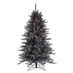 5 ft. Pre-Lit Black and Silver Fraser Artificial Christmas Tree