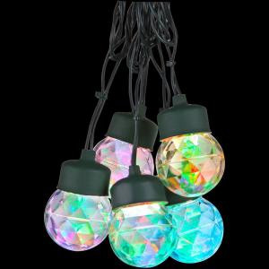 8-Light Multi-Color Projection Round Light String with Clips