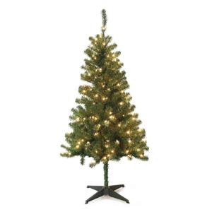 5 ft. Pre-Lit Wood Trail Pine Artificial Christmas Tree with Clear Lights
