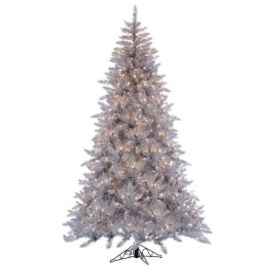 7.5 ft. Pre-Lit Ashley Silver Artificial Christmas Tree with Clear Lights