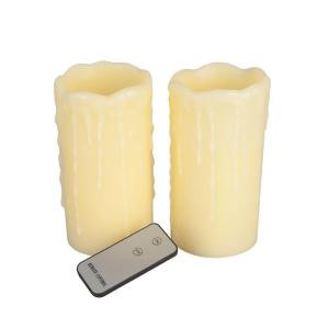 3.25 in. x 6.5 in. Wax Drip LED Remote Candle (Set of 2)