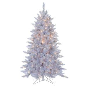 5 ft. Pre-Lit White and Silver Fraser Artificial Christmas Tree