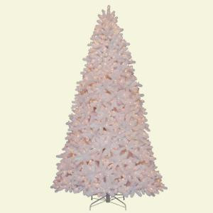 9 ft. Pre-Lit Devon White Spruce Quick-Set Artificial Christmas Tree with Clear Lights