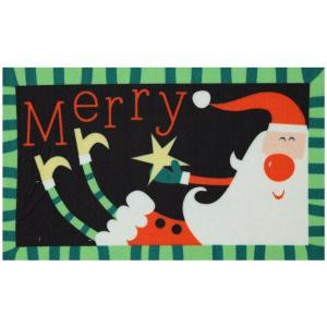 Merry Santa Star 17 in. x 29 in. Digital Printed Echo Door Mat