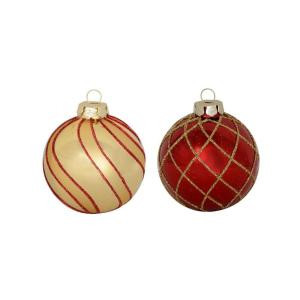 67 mm Gold and Red Christmas Tree Trim Ornament (Set of 9)