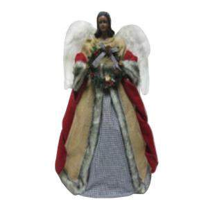 18 in. Tabletop or Tree Topper Angel with Burlap Gown