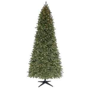 9 ft. Pre-Lit Downswept Wimberly Slim Spruce Artificial Christmas Tree with SureBright Clear Lights