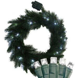 24 in. Pre-Lit LED Pine Wreath with Timer