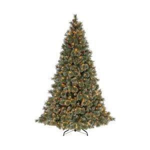 9 ft. Pre-Lit Sparkling Pine Hinged Artificial Christmas Tree with 900 Clear Lights