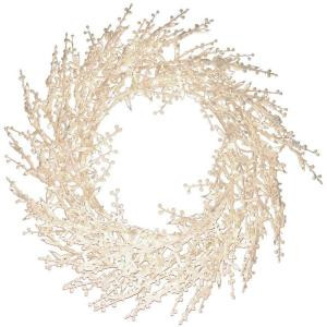 30 in. White Winter Berry Lighted Wreath with Clear Lights