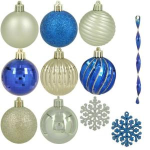 Blue-Silver Assorted Ornament Set (100-Piece)