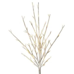 39 in. Battery-Operated White Glitter Lighted Branch with Timer 2 Branches