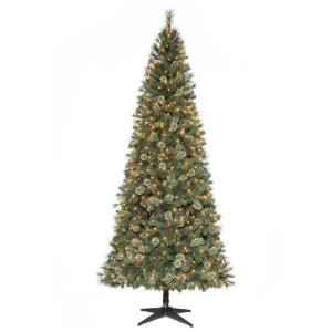 9 ft. Pre-Lit Alexander Pine Quick-Set Artificial Christmas Tree with SureBright Clear Lights and Pinecones