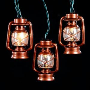 10-Light Clear Brass Lantern Light Set