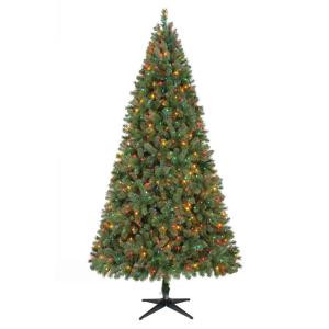 9 ft. Pre-Lit LED Wesley Mixed Spruce Artificial Christmas Tree with Multi-Color Lights