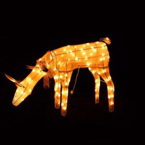 42 in. Lighted White Animated Grazing Reindeer