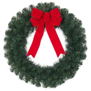 24 in. Noble Pine Artificial Wreath with Red Bow (4-Pack)