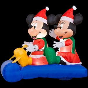 5 ft. Airblown Inflatable LED Lighted Mickey and Minnie's Sled Scene