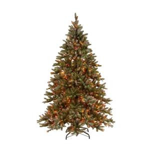 9 ft. Pre-lit Snowy Pine Artificial Christmas Tree with Pine Cones and Multi-Color Lights