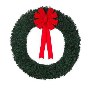 60 in. Noble Pine Artificial Wreath with Red Velvet Bow