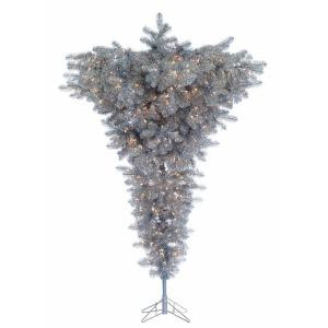 7.5 ft. Pre-Lit Silver Upside Down Floor Artificial Christmas Tree