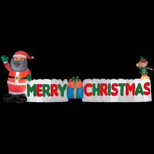 12 ft. Long Inflatable African American Santa and Merry Christmas Sign Scene