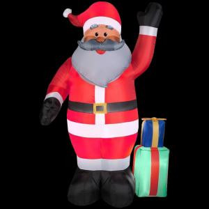 6.5 ft. LED Inflatable African American Santa with Gift Sack