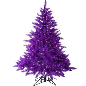 4.5 ft. Pre-Lit Purple Ashley Artificial Christmas Tree with Purple Lights