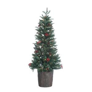 4 ft. Pre-Lit Potted Natural Cut Cascade Fir Ultra Real Artificial Christmas Tree